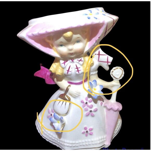 VTG 1955 Vase Lefton Miss Dainty Rare Wall Plaque‎ Retro Ceramic Lady Purse Hat - Picture 7 of 7